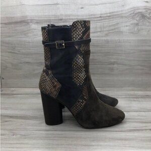 Tory Burch Boots Womens 6.5M Renault Brown Leather Zip Heeled